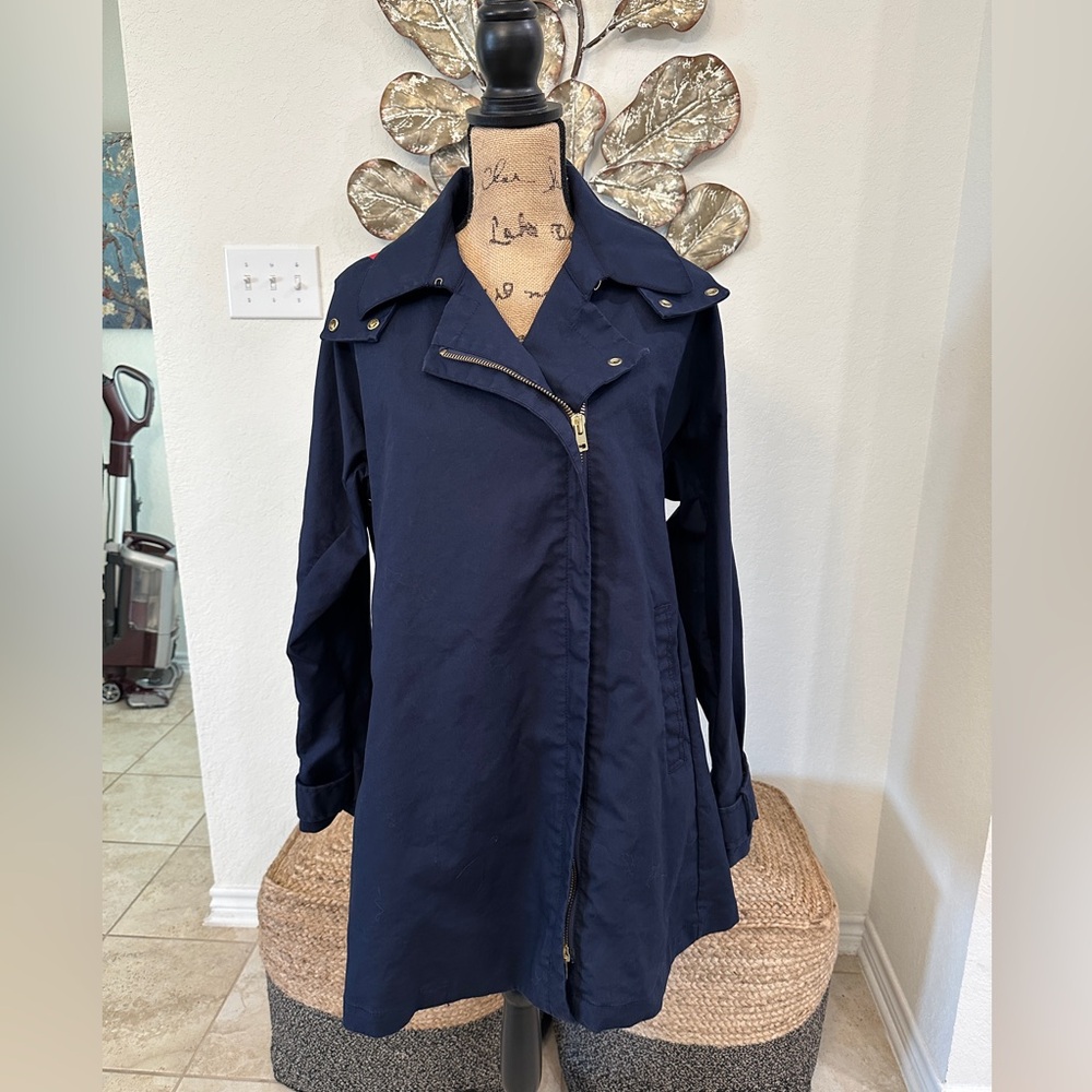 J.Crew Navy & Red Hooded Anorak Jacket Gold Zipper Size XL New With Tags - Picture 3 of 9